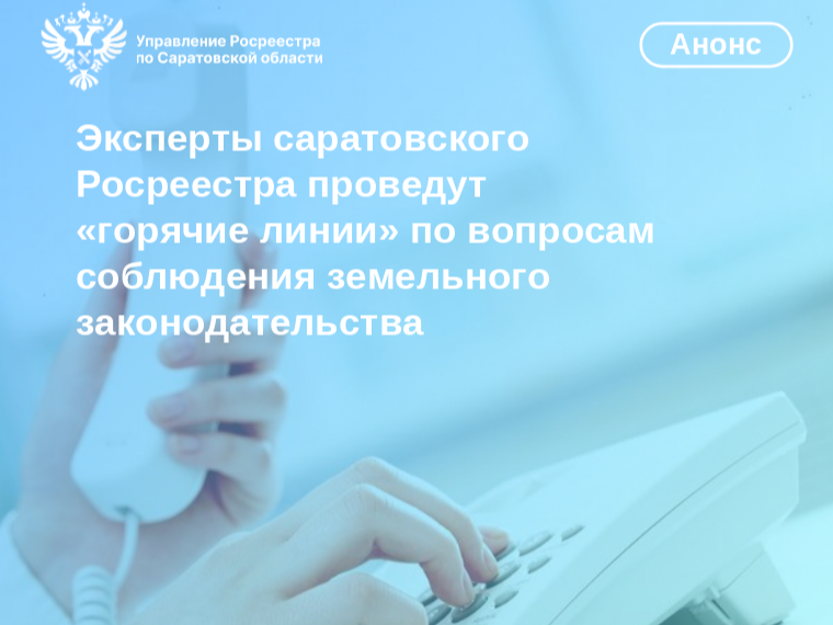 Эксперты саратовского Росреестра проведут «горячие линии» по вопросам соблюдения земельного законодательства.